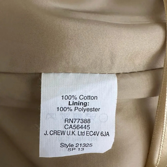J. Crew Size 4 Tan No 4 Pencil Skirt 100% Cotton Preppy Office - Picture 3 of 5